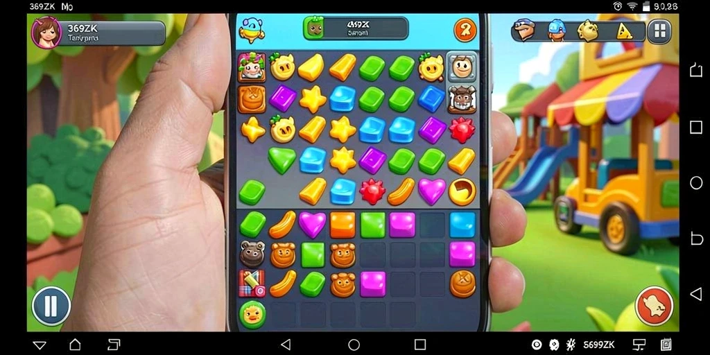 Tampilan gameplay seru dari 369ZK, permainan Match-3 yang menantang.