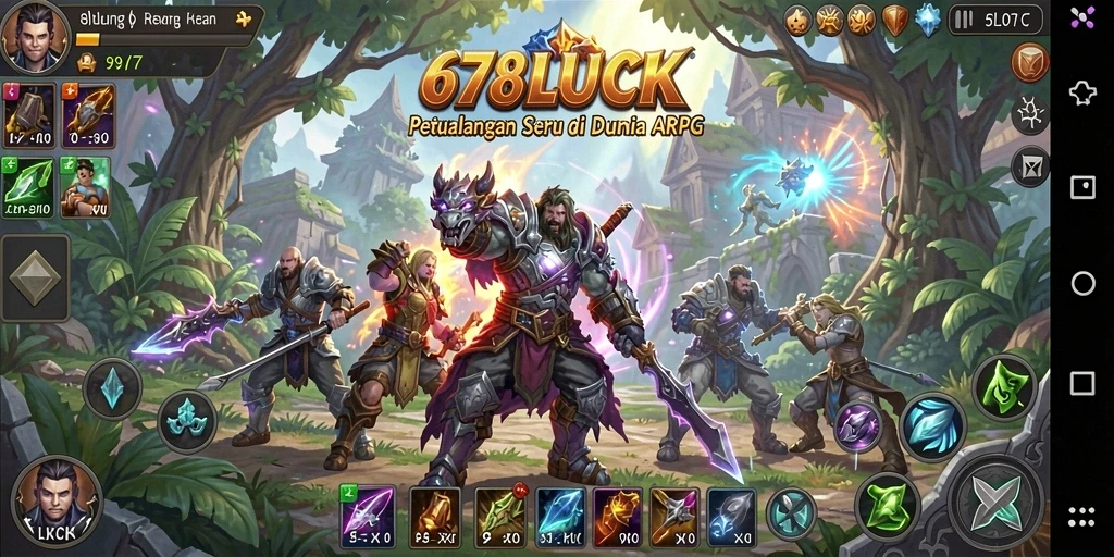 Screenshot aksi menegangkan dari gameplay ARPG 678LUCK.