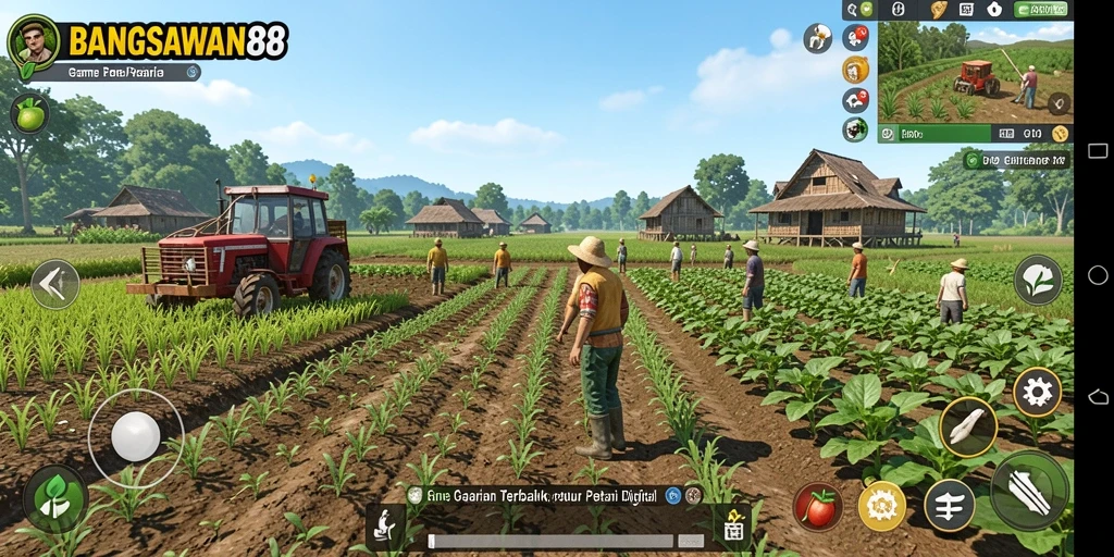Tampilan menarik dari gameplay BANGSAWAN88 dengan ladang yang subur.