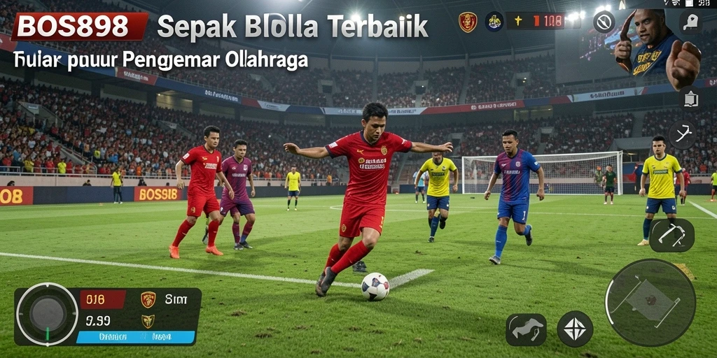 Tampilan gameplay menarik di lapangan sepak bola.