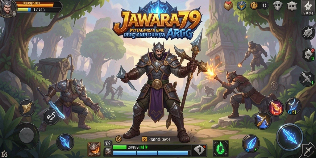 Tangkapan layar gameplay JAWARA79 yang menampilkan pertarungan dan petualangan seru.