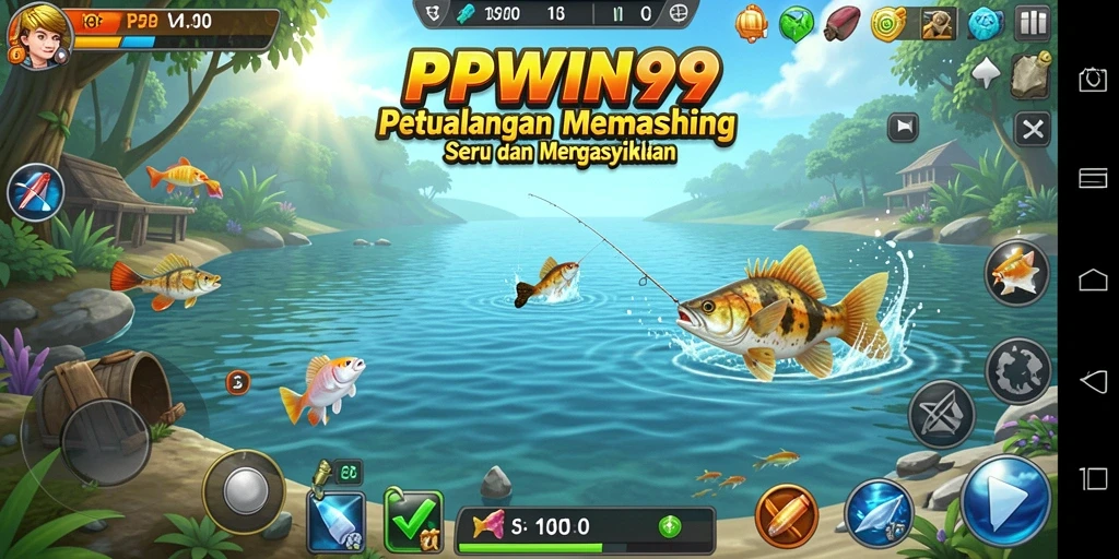 Screenshot menampilkan pemain menangkap ikan besar di PPWIN99.