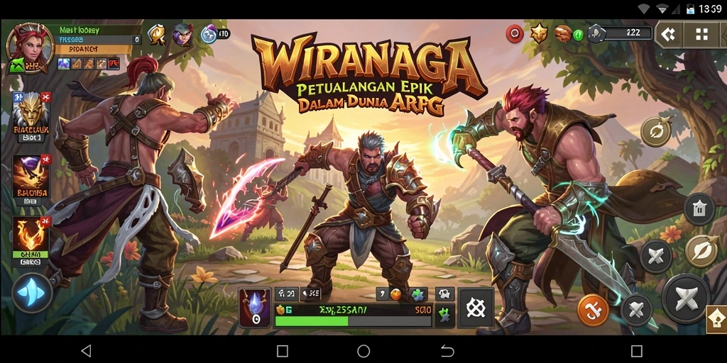 Screenshot utama WIRANAGA menampilkan pertarungan seru dalam dunia ARPG.
